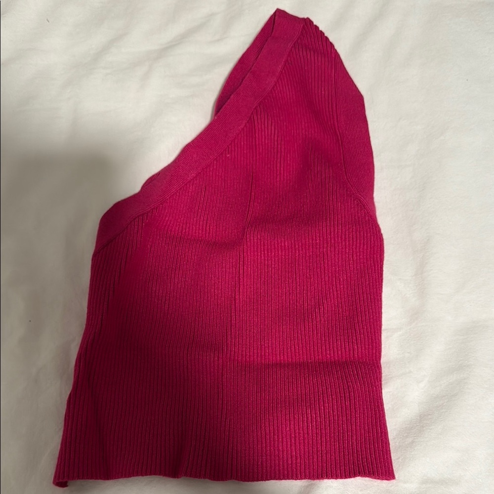 Vibrant Pink Backless One-Shoulder Top